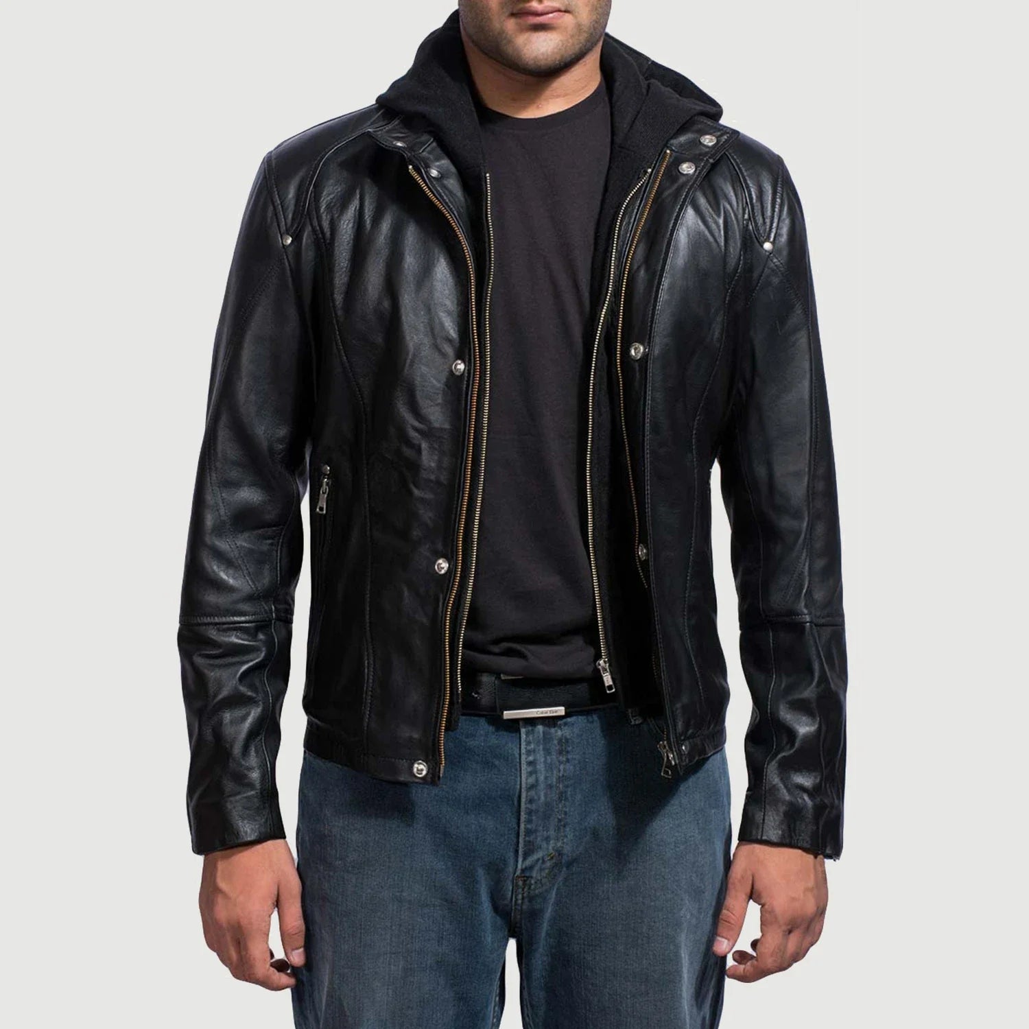 Men s Hooded Leather Jackets Buy Hooded Leather Jackets For Men in Qatar The Jacket Maker